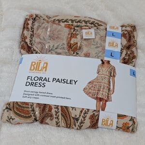 Bila Floral Paisley Dress in Earth Tones